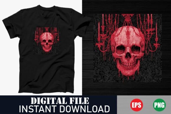 Bloody Skull Graphic Black Shirt: Bold Design for Impact
