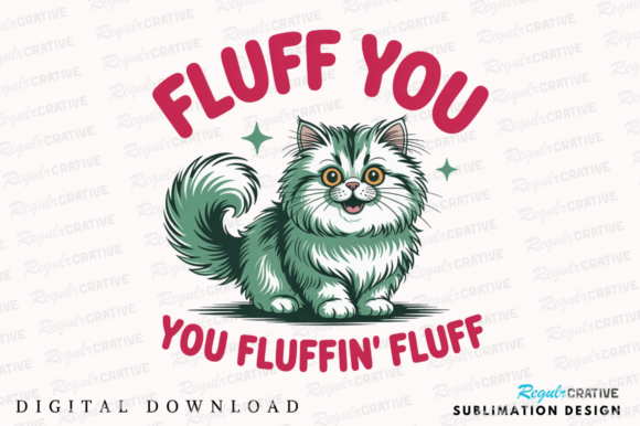 Cute Fluffy Cat Sublimation PNG Graphic: A Designer's Asset