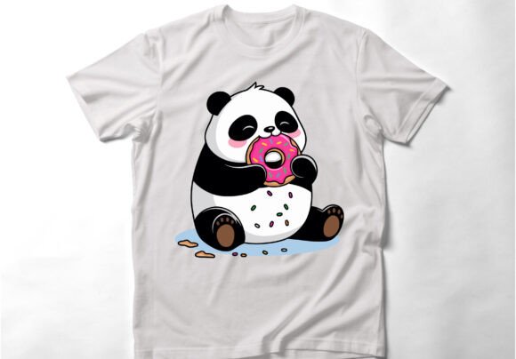 Cute Panda Eating a Donut Graphic TShirt Design: A Playful Asset